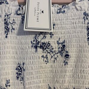 Blue and White Smocked Sleeveless Sundress